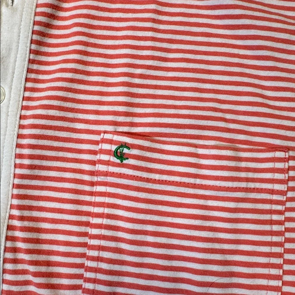 Criquet mens L Large pink white stripe cotton blend golf polo shirt EUC - Picture 4 of 5